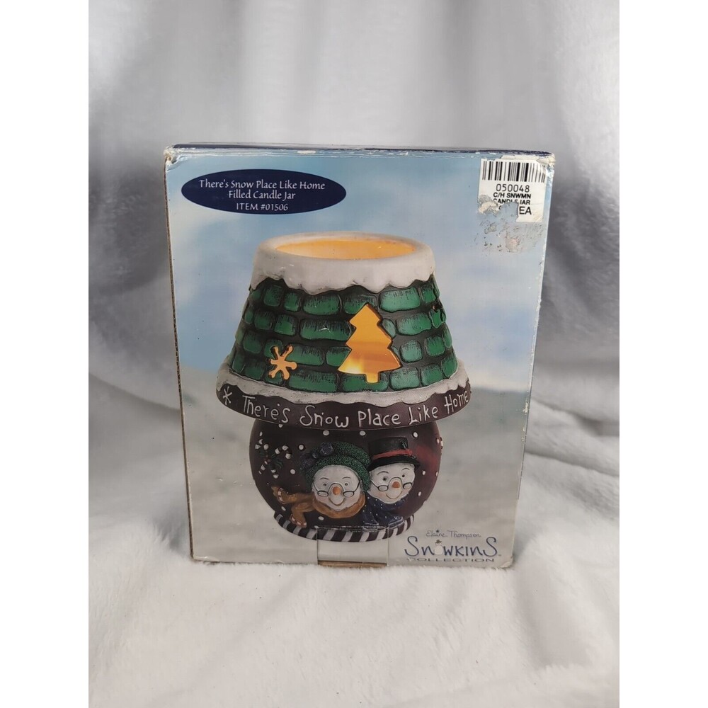 Rare Elaine Thompson Snowkins Collection Christmas Magic Snow Family Candle Jar